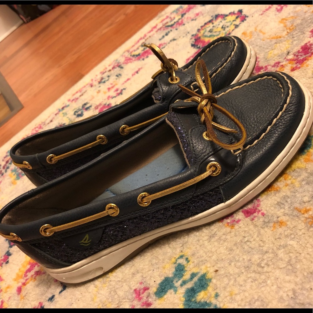 Navy Blue Sparkly Sperry Boat Shoes!